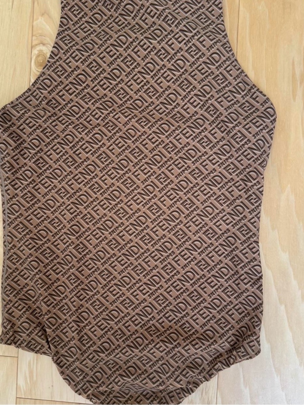 Fendi Tan Monogram High-Neck One-Piece Swimsuit - Picture 8 of 8